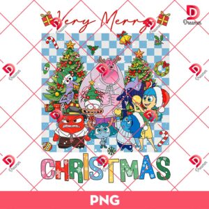 Merry Christmas Inside Out Characters PNG, Cartoon Emotions Friends Christmas PNG