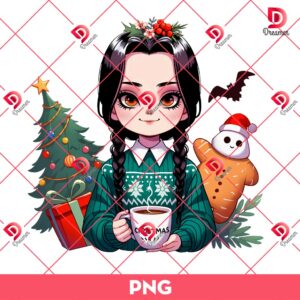 Merry Christmas Wednesday Addams PNG, Wednesday Christmas PNG