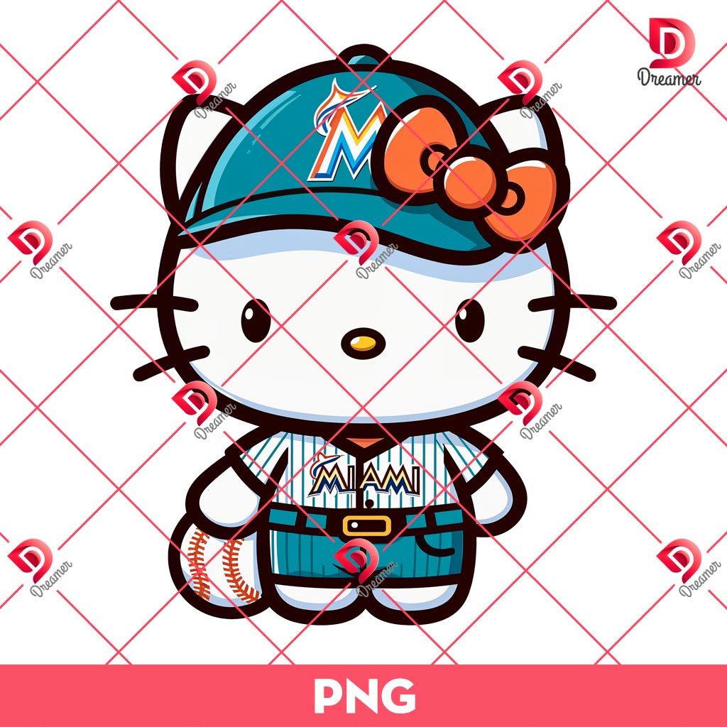 Miami Marlins Baseball Hello Kitty Player PNG, MLB Baseball Marlins Kitty PNG 2 Miami Marlins Baseball Hello Kitty Player PNG, MLB Baseball Marlins Kitty PNG