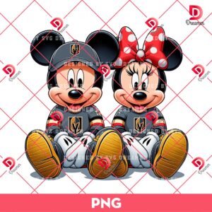Mickey Minnie Mouse Vegas Golden Knights PNG, Disney Mouse NHL Sport PNG