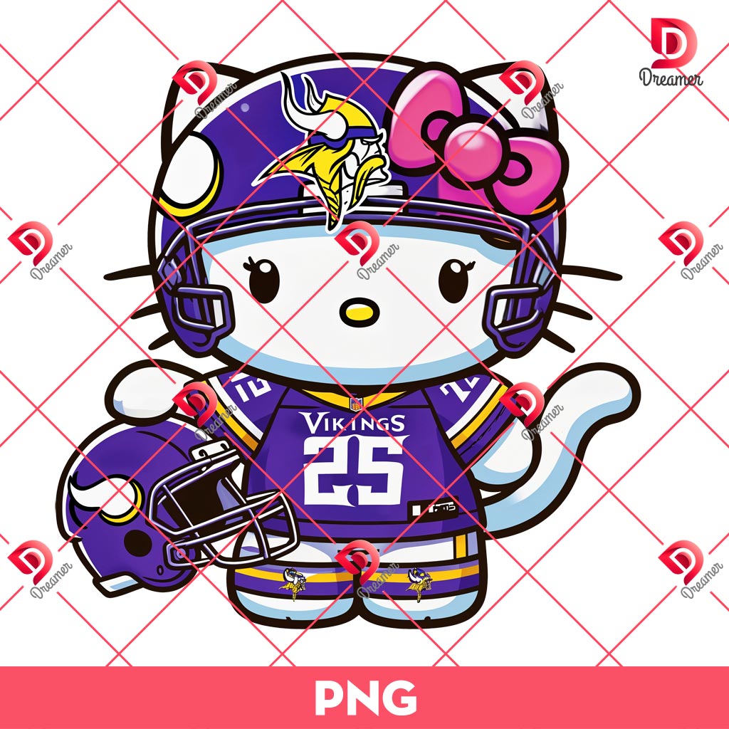 Bundle Minnesota Vikings NFL PNG, Football Vikings Cartoon Characters Bundle PNG 10 Minnesota Vikings Football Hello Kitty PNG, Hello Kitty NFL Vikings Team PNG
