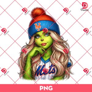 New York Mets Grinch Girl PNG, Grinch Lady MLB NY Mets Baseball PNG
