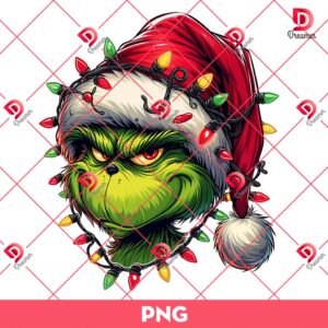 Nike Grinchmas PNG, Grinch Merry Christmas PNG, Christmas Lights Grinch Nike Brand PNG