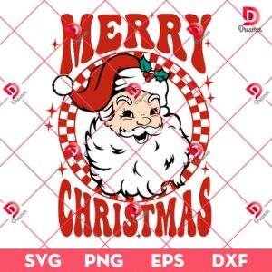 Retro Santa Claus Merry Christmas SVG PNG, Vintage Santa Claus Checkered SVG PNG