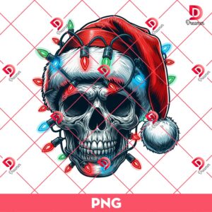 Skull Christmas Lights PNG, Skeleton Merry Xmas PNG