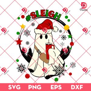 Sleigh Bougie Christmas Ghost SVG PNG, Cute Ghost Xmas And Stanley Tumbler SVG PNG
