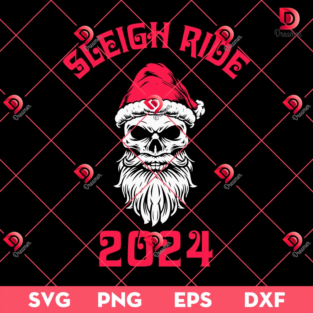 Sleigh Ride 2024 Skull Santa Christmas SVG PNG EPS DXF 2 Sleigh Ride 2024 Skull Santa Christmas SVG PNG EPS DXF