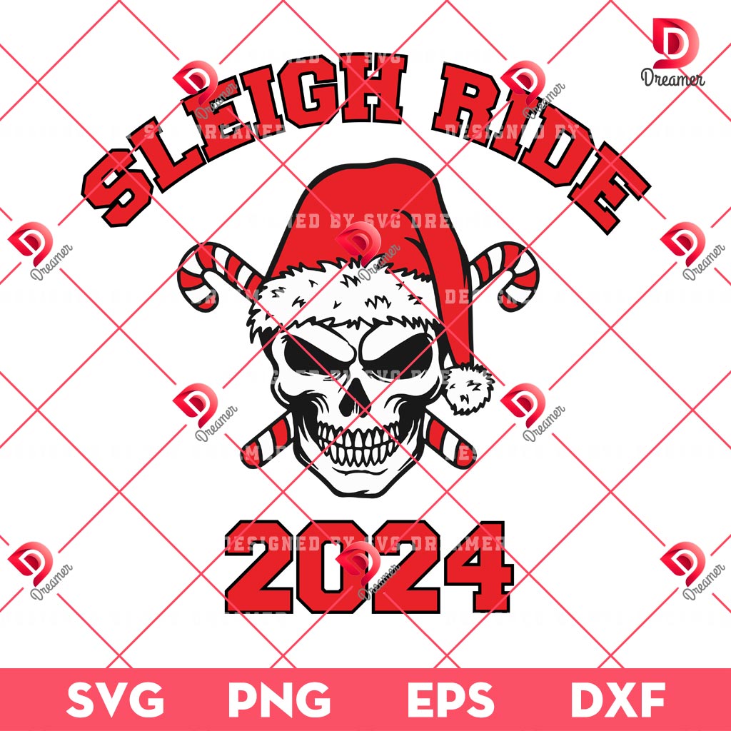 Sleigh Ride 2024 SVG PNG, Christmas Skull SVG PNG EPS DXF 1 Sleigh Ride 2024 SVG PNG, Christmas Skull SVG PNG EPS DXF
