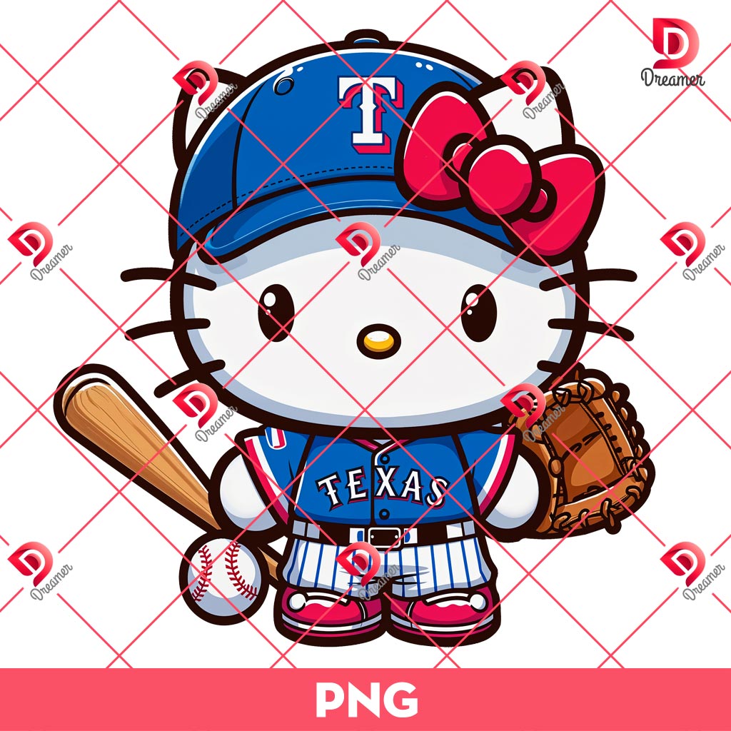 Texas Rangers Hello Kitty Baseball Player PNG, MLB Hello Kitty Rangers Team PNG 1 Texas Rangers Hello Kitty Baseball Player PNG, MLB Hello Kitty Rangers Team PNG