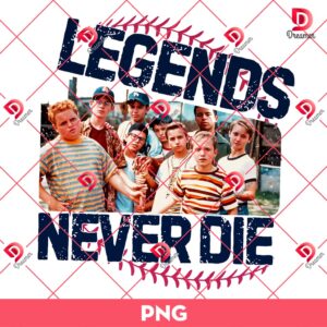 The Sandlot Legends Never Die PNG, Retro Comfort 1990s Sandlot PNG, Baseball Squad Crew PNG