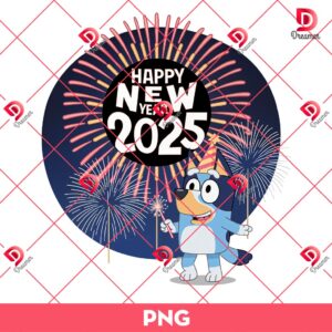 Bluey New Year PNG, Happy New Year 2025 Bluey Heeler Cartoon PNG