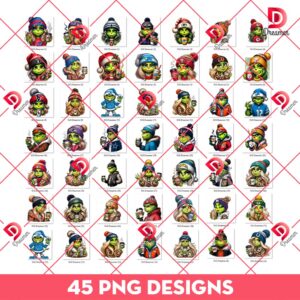 Bundle Bougie Grinch NFL Football PNG, Grinchmas Football Sport PNG Bundle