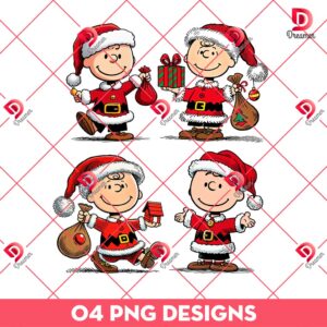 Bundle Charlie Brown Christmas PNG, Peanuts Christmas Santa Claus PNG Bundle