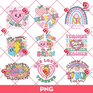 Bundle Teacher Valetine's Day PNG, Teacher Love PNG Bundle