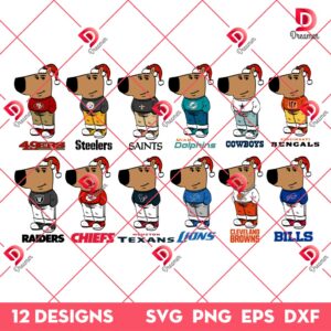 Chill Guy NFL Christmas SVG PNG Bundle, Football Chill Guy PNG Bundle