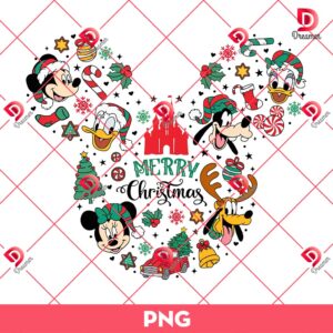Christmas Disney Friends PNG, Mickey Minnie And Friends Merry Xmas PNG, Christmas Disney Mouse Head PNG
