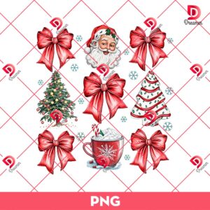 Coquette Bow Christmas PNG, Girly Xmas PNG