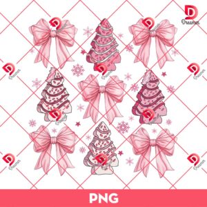 Coquette Pink Christmas PNG, Pink Christmas Tree Christmas Bow PNG
