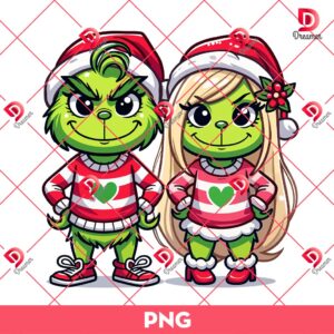 Cute Couple Grinchmas PNG, Grinch Valentine's Day PNG