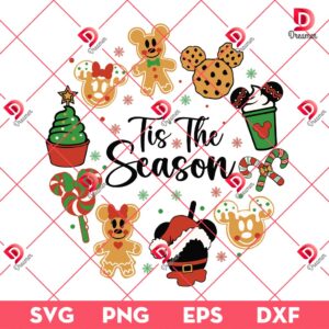 Disney Christmas Tis The Season SVG PNG, Disney Friends Christmas SVG PNG