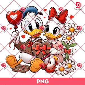 Donald And Daisy Valentine's Day PNG, Disney Couple Duck Valentine PNG