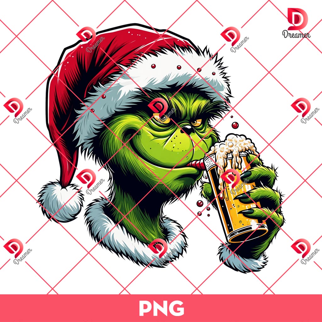 The Grinch Drinks Beer PNG, Christmas Grinchmas PNG 1 The Grinch Drinks Beer PNG, Christmas Grinchmas PNG