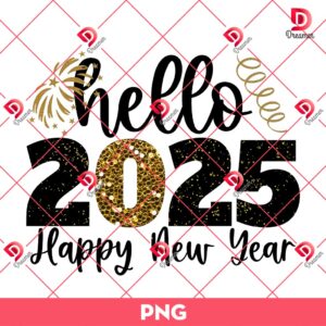 Hello 2025 PNG, Happy New Year Design PNG