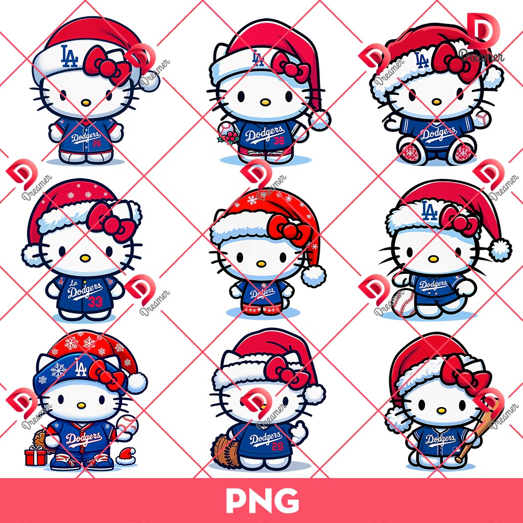 80+ Hello Kitty Los Angeles Dodgers PNG, All Designs LA Dodgers Hello Kitty by SVG Dreamer 58 Hello Kitty LA Dodgers Christmas PNG Bundle
