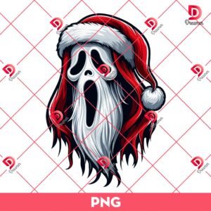Horror Santa Ghostface PNG, Santa Ghostface Christmas PNG, Horror Character Xmas PNG