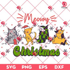 Meowy Christmas SVG PNG, Funny Kitten Cat Christmas SVG PNG EPS DXF