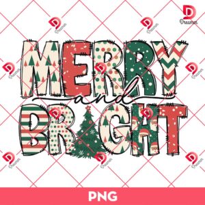 Merry And Bright PNG, Retro Christmas Tree PNG