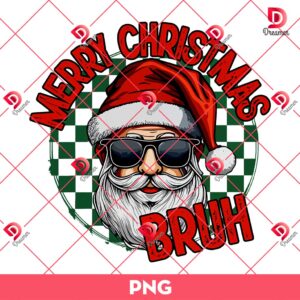 Merry Christmas Bruh PNG, Santa Bruh Checkerboard Retro Boy Christmas PNG