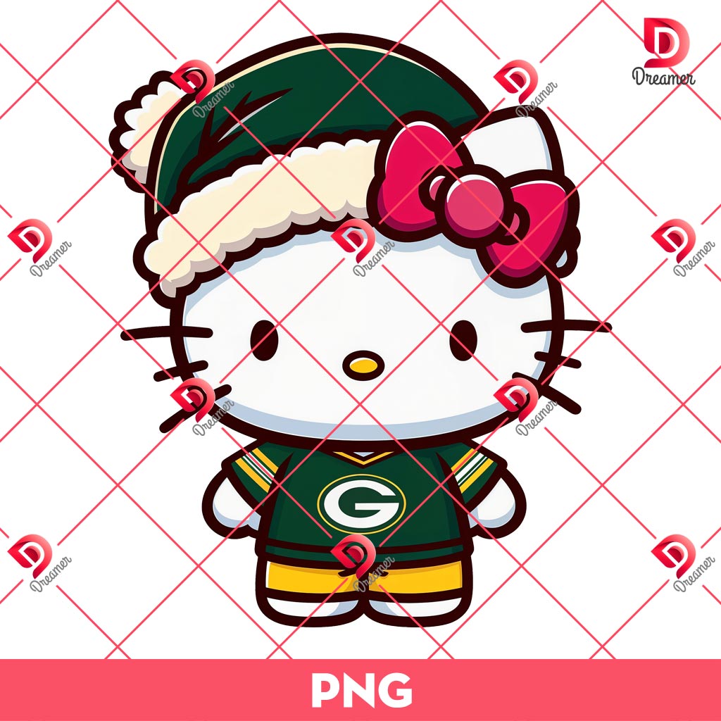 Bundle Green Bay Packers PNG Design, NFL Packers Football PNG Bundle, Bundle NFL Cartoon Football 15 Merry Christmas Hello Kitty Green Bay Packers PNG, Hello Kitty Football PNG, Kitty NFL Christmas Packers Team PNG