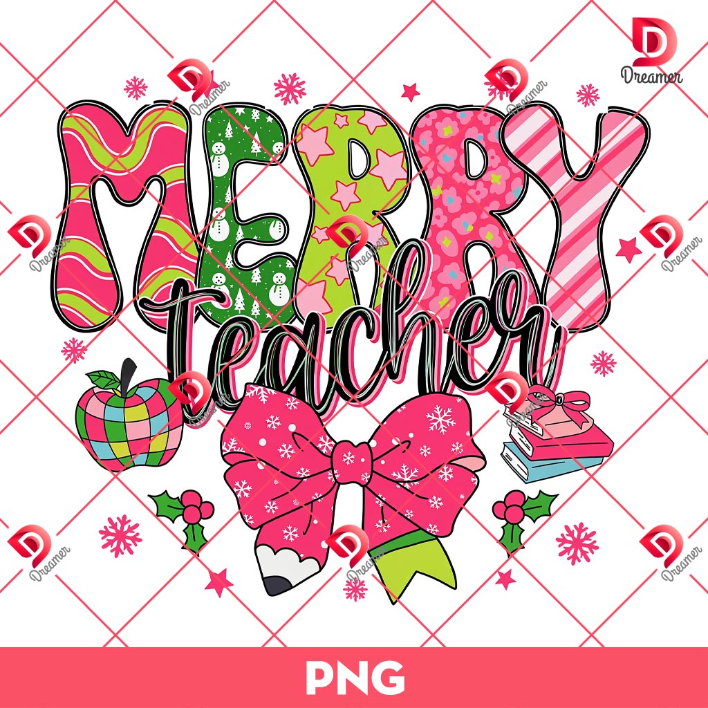 Merry Teacher PNG, Teacher Christmas Coquette PNG 1 Merry Teacher PNG, Teacher Christmas Coquette PNG