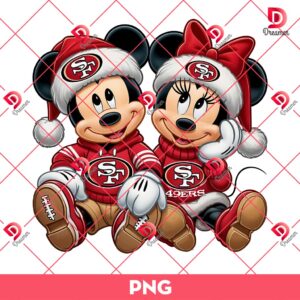 Minnie Mickey Christmas San Francisco 49ers PNG, Merry Christmas Disney NFL Football PNG