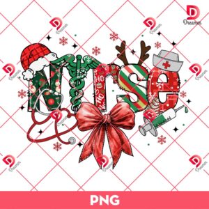 Nurse Christmas PNG, Retro Christmas Nurse PNG