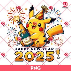 Pikachu Happy New Year 2025 PNG