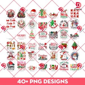Retro Christmas PNG Bundle, Bundle Merry Christmas 2024 PNG