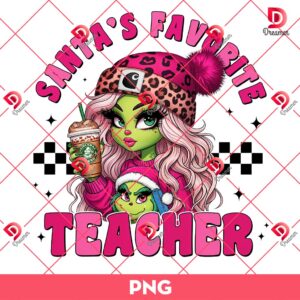 Santa's Favorite Teacher PNG, Christmas Green Mean Guy PNG