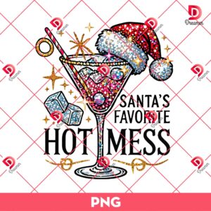 Santa's Hot Mess PNG, Glitter Christmas Martini PNG