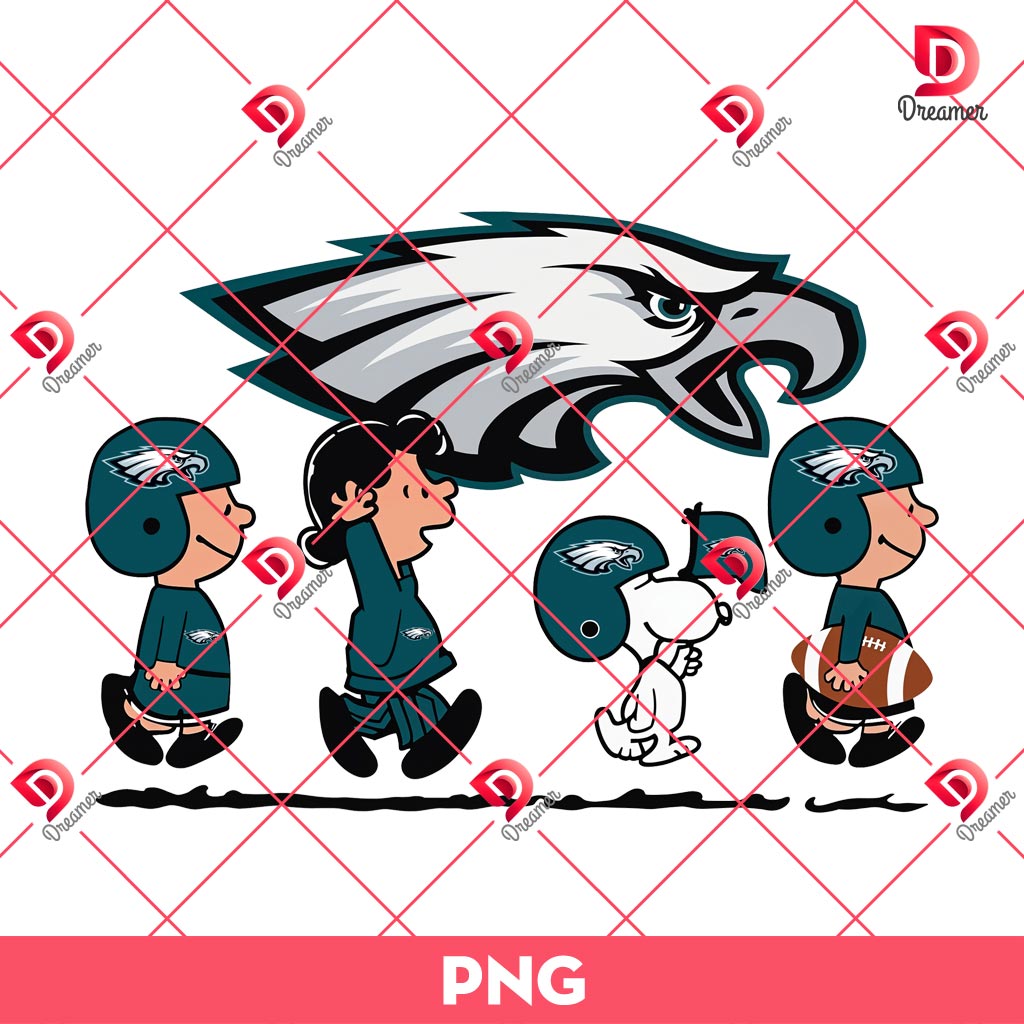 Bundle Philadelphia Eagles PNG Design, NFL Eagles Football Characters PNG Bundle 103 The Peanuts Philadelphia Eagles PNG, Snoopy And Charlie Brown Football Fan Eagles PNG