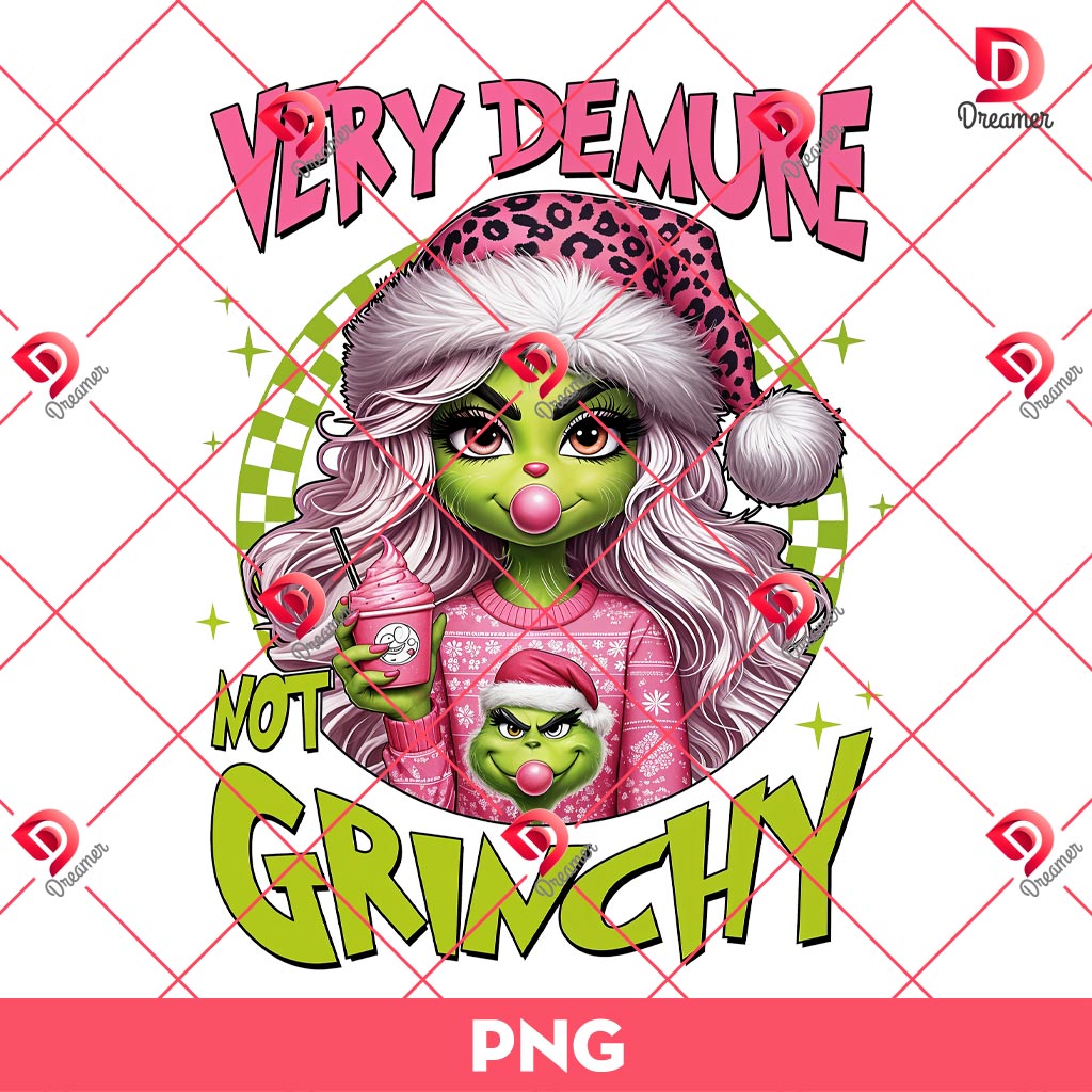 Very Demure Not Grinch PNG, Grinch Lady Blowing Bubble PNG 1 Very Demure Not Grinch PNG, Grinch Lady Blowing Bubble PNG