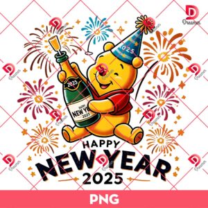Winnie The Pooh Happy New Year 2025 PNG