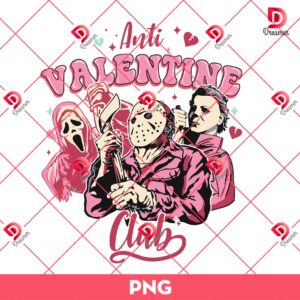 Anti Valentine Club Horror Characters PNG, Valentines Day Horror Friends PNG