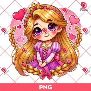 Baby Rapunzel Valentines Day PNG, Happy Valentine Disney Princess PNG