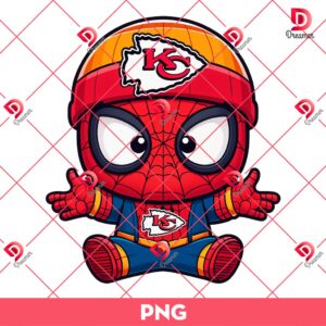 Baby Spiderman Kansas City Chiefs PNG, Cute Superhero KC Chiefs Football NFL PNG