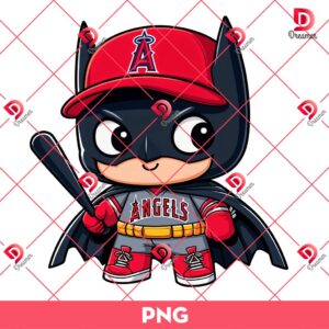 Batman Los Angeles Angels PNG, Cute Batman MLB Baseball Angels PNG