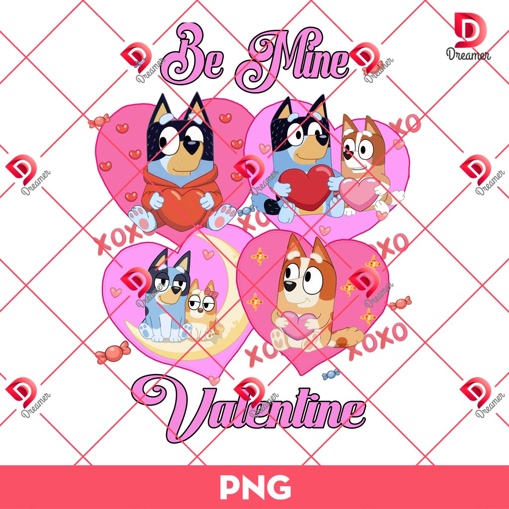 Be Mine Valentine Bluey Bingo Cartoon PNG, Bluey Valentines Day PNG 2 Be Mine Valentine Bluey Bingo Cartoon PNG, Bluey Valentines Day PNG