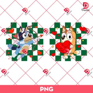 Bluey Bingo Couple Valentine PNG, Bluey Cartoon Valentines Day PNG