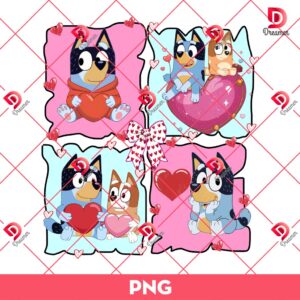 Bluey Heart PNG, Bluey Cartoon Valentines Day PNG, Bluey Bingo Bandit Heeler Valentine PNG